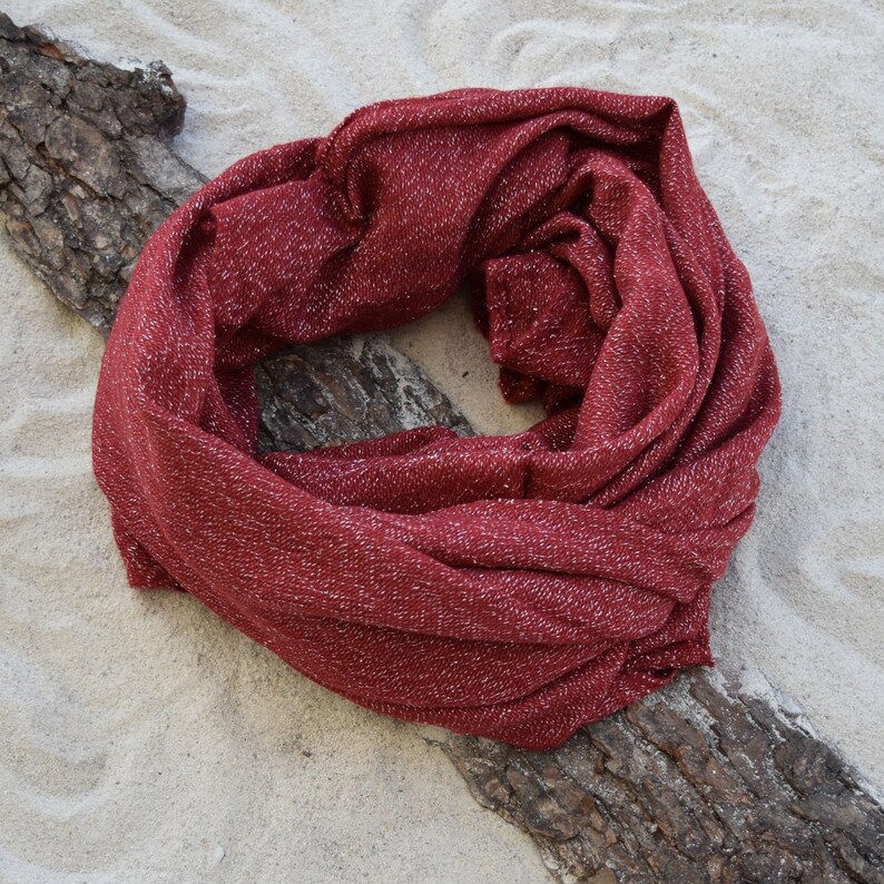 scarf for men, Red and Silver, Shawl Winter, Warm Scarf. scarf in winter, Christmas Gift for Women Stocking Stuffer for mother. image 1