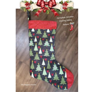 Wzór na świąteczną skarpetę, szycie dla początkujących, DIY, PDF, pobieranie cyfrowe, dekoracje świąteczne, dom wiejski