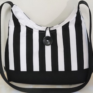 Gothic, Black and White Bag, Purse, Striped,  Hobo Bag, Handmade, Handbag, Gothic, Shoulder Bag