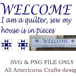 Letrero de bienvenida de acolchado SVG: Cita divertida sobre costura (Descarga digital)