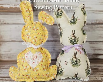 Stuffed Bunny Sewing Pattern, Easter,  PDF Digital Download, DIY Sewing, Tiered Tray Decor, Farmhouse, Fabric, Basket Filler, Two Sizes