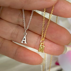 925 Sterling Silver or 14K Gold Plated Initial Necklace, Tiny Alphabet Letter Charms, Tiny Initial Charms, Minimalist  Jewelry (CN13)