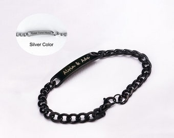 Stainless custom made bar bracelet,Black  Man's bracelet,  Bar Stainless steel bracelet,  Father's day gift, Valentine's day gift(B06)