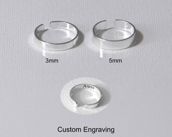 Sterling zilveren teenring, gewone platte zilveren teenring, gegraveerde zilveren teenring, aangepaste teenring, zilveren pinkring, zilveren kinderring