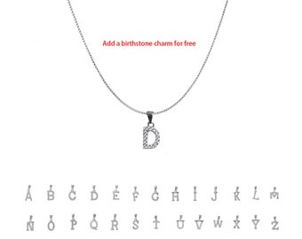 Initiale en argent sterling personnalisée avec collier de pierre de naissance étoile, colliers initiaux CZ en argent sterling, collier en argent poli