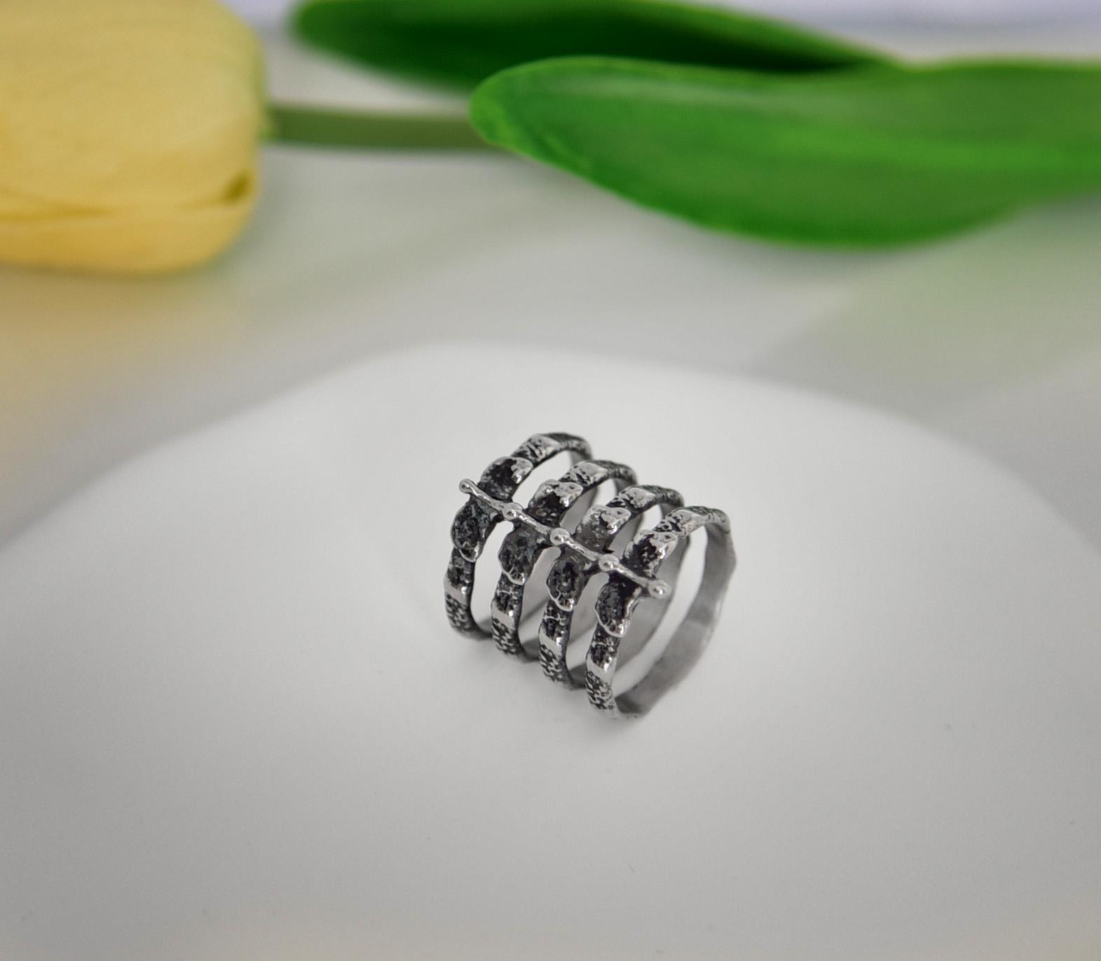 Stainless Steel Punk Ring, Rib Cage Ring, Gothic Ring, Biker Ring ...