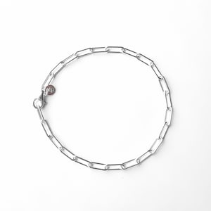 Paperclip Chain Bracelet,  925 Sterling Silver  Bracelet，Cable Link Bracelet,  Gift for Her , Birthday Gift , Christmas Gift ( B03)