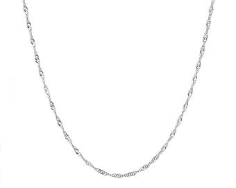 May include: A silver chain necklace with a delicate, twisted design.