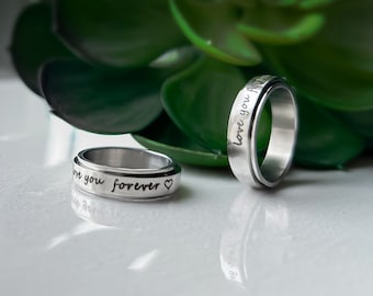 Stainless steel spinner ring, Inside engraved ring, Plain spinner ring, Anxiety ring, Fidget ring, Customized ring, Valentine's gift