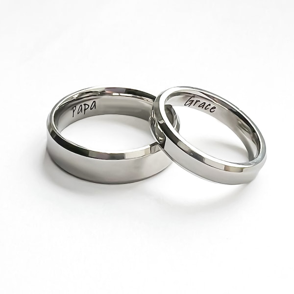 Engraved rings, Stainless steel couple rings, Couple ring set, Engraved couple rings,  Matching rings, Customized rings(R03)