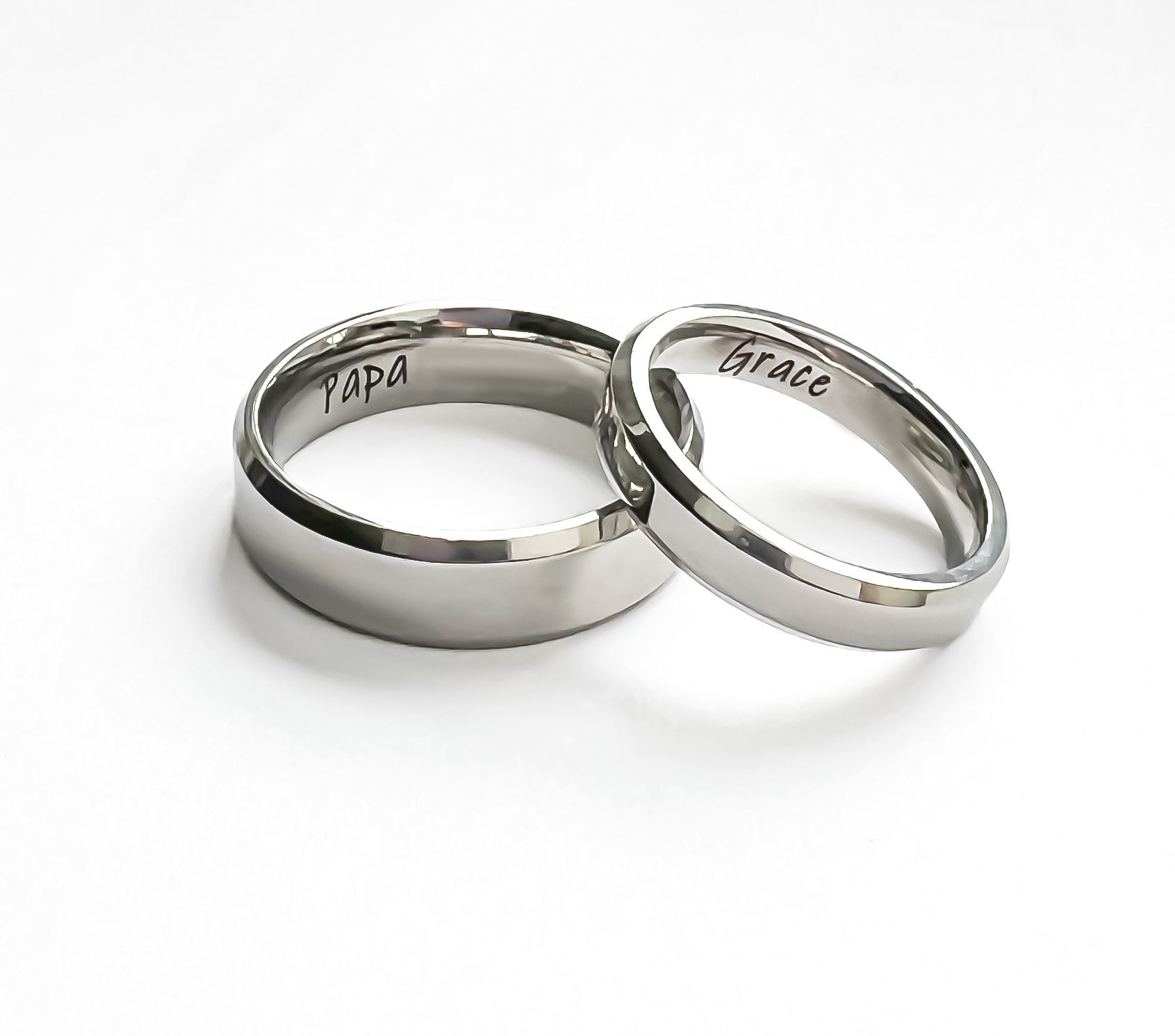 Engraved rings, Stainless steel couple rings, Couple ring set, Engraved couple rings,  Matching rings, Customized rings(R03)