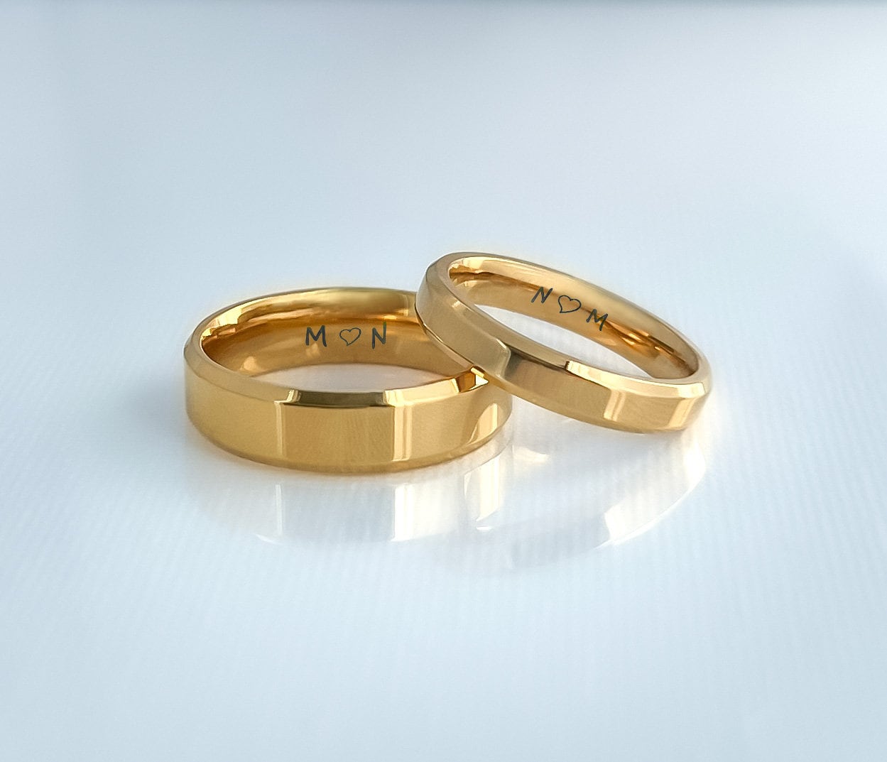 Hot Stainless steel GOLD shinning zircon Love Couple Rings Wedding Rings Set  | eBay