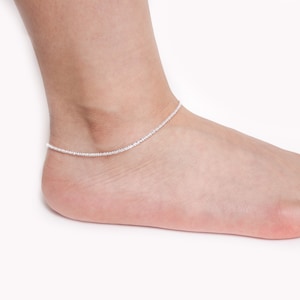 925 Sterling Silver Sparkle Twist Anklet, Sterling Silver  Anklet , Gift for her, Mother&#39;s  Day Gift, Summer Gift, Birthday Gift (A03)