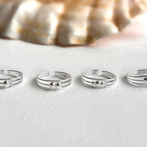 Tåring i sterlingsilver, liten tåring i silver med pärla, trippelring, silverring för barn, silverlillefjärilring (TR01)