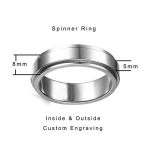 Stainless steel spinner ring, Inside & outside Engraved ring, Fidget ring, Plain spinner ring, Customized ring, Valentine's ring gift(R19)