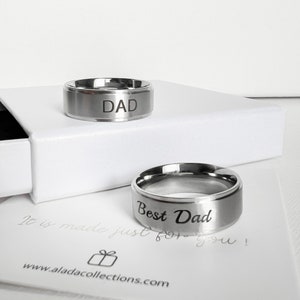 Anillo DAD, Anillo del mejor papá, Anillos personalizados de acero inoxidable 316, Anillos de personalización, Anillo para papá, Regalo del Día del Padre, Regalo para él.