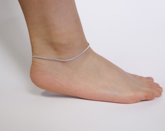 925 Sterling Silver Cuban Link Ankle, Sterling Silver Curb Chain Anklet , Gift for her, Mother's  Day Gift, Summer Gift, Birthday Gift(A13)
