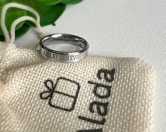 Plain flat rings, Engraved rings,  Customized rings, Personalization rings, Ring for her, Ring for him, valentine&#39;s day ring gifts(R05)