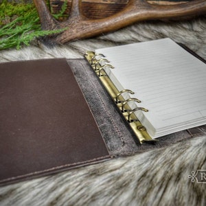 Autumn Fox Hand tooled A5 Leather 6 ring binder organiser journal. image 4