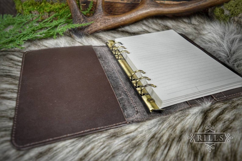 Autumn Fox Hand tooled A5 Leather 6 ring binder organiser journal. image 4