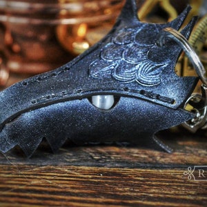 Leather Dragon Keyring Keyfob Starlit Black image 2