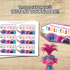 TROLLS FAVORIETTAGS | Trolls bedankkaartjes | Direct downloaden! | Bedankkaarten Trolls