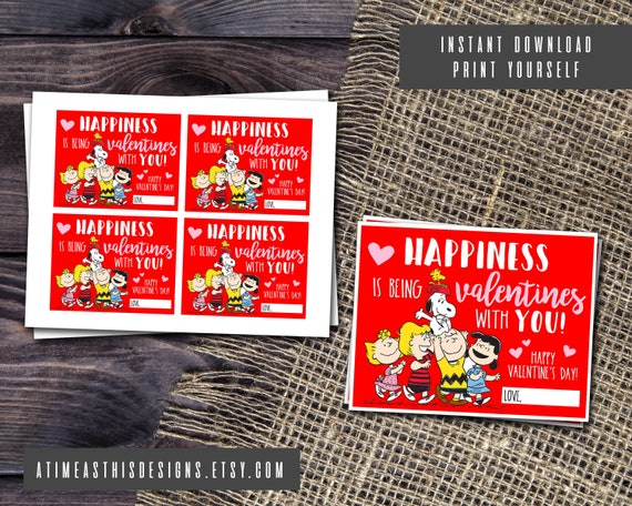 PEANUTS VALENTINES CARDS Charlie Brown Valentine Card Etsy