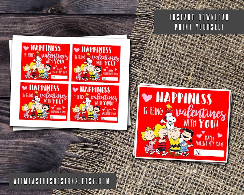 PEANUTS VALENTINES CARDS Charlie Brown Valentine Card - Etsy