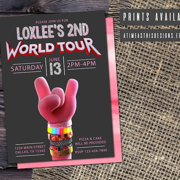 TROLLS WORLD TOUR Birthday Invitation