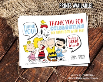 PEANUTS BIRTHDAY THANK You Cards | Digital Printable