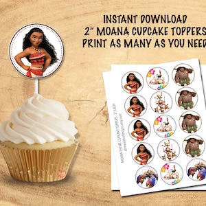 MOANA CUPCAKE TOPPERS | Instant Download! | Moana Party Decor