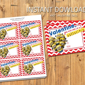 MINIONS VALENTIES - You are one in a MINION - Instant Download - Digital/Printable