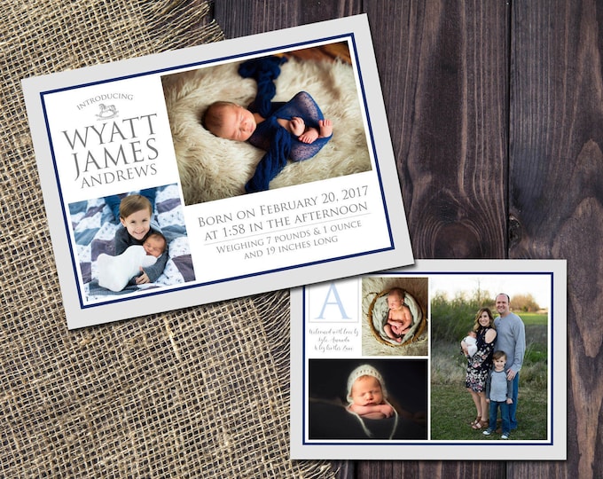 BABY ANNOUNCEMENT CARD Digital Jpeg File New Baby Card Etsy