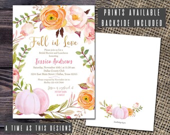 FALL BRIDAL SHOWER Einladung | Fallen Sie in die Liebe | Kürbis Blumen einladen