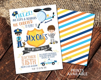 COPS & ROBBERS BIRTHDAY Party Invitation | Cops and Robbers Invite | Printable File