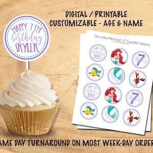 THE LITTLE MERMAID Cupcake Toppers | Digital/Printable