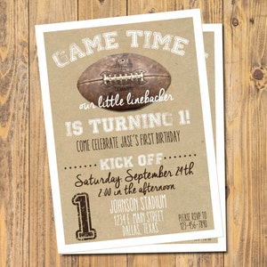 VINTAGE FOOTBALL BIRTHDAY Invitaiton Football Birthday Party Invite With or Without Photo For any age image 2