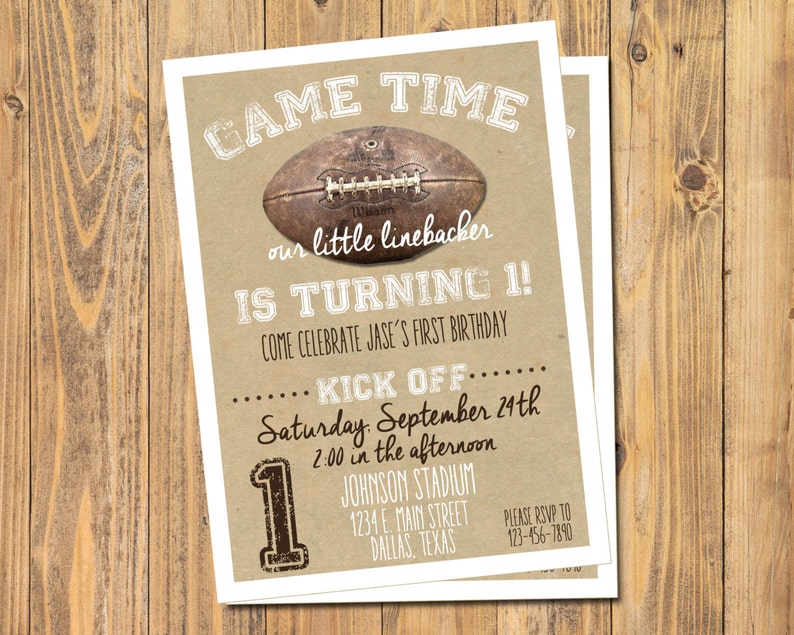 VINTAGE FOOTBALL BIRTHDAY Invitaiton Football Birthday Party Invite With or Without Photo For any age image 2