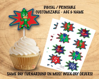 PJ MASKS CUPCAKE Toppers | Pj Masks Party Decorations