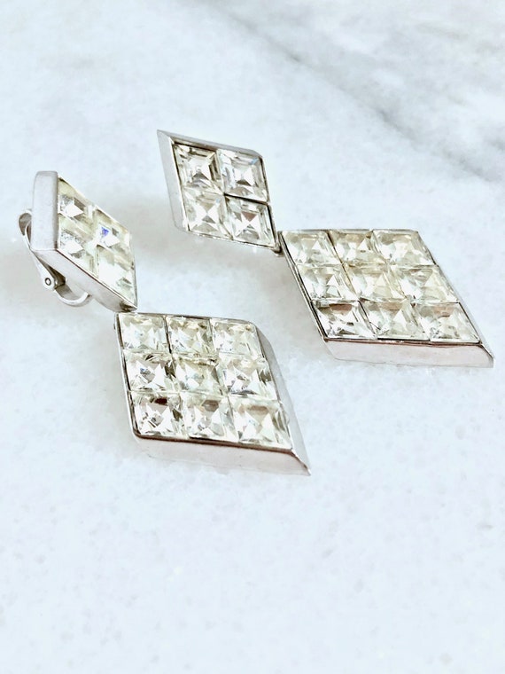 Art Deco Style Paste Rhinestone Earrings Trifari … - image 7