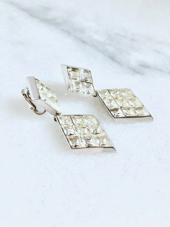 Art Deco Style Paste Rhinestone Earrings Trifari … - image 6