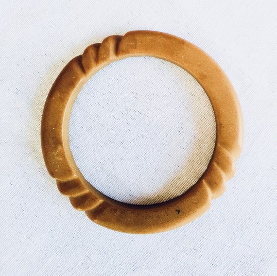 Unusual Chunky Matte Carved Bakelite Bangle Bracel