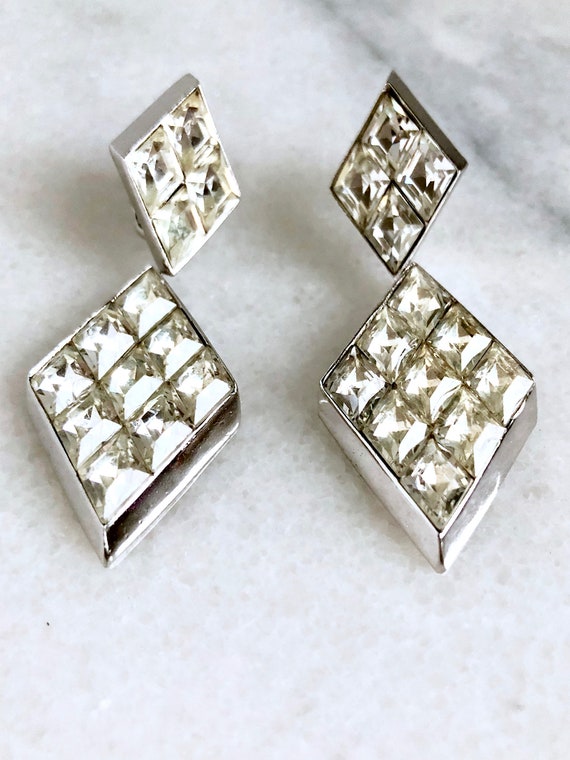 Art Deco Style Paste Rhinestone Earrings Trifari … - image 2