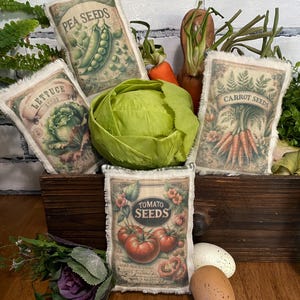 Seed Pack bowl fillers. Set of 4 / Garden Decor / Tiered Tray Decor