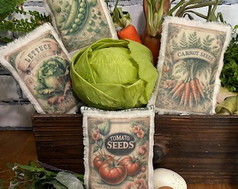 Seed Pack bowl fillers. Set of 4 / Garden Decor / Tiered Tray Decor