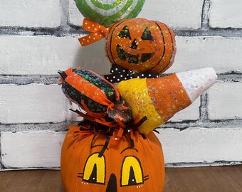 Candy filled pumpkin  / Halloween Decor / Whimsical Halloween