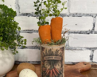 Primitive Grungy Carrot Decor, Spring Easter Tiered Tray Arrangement