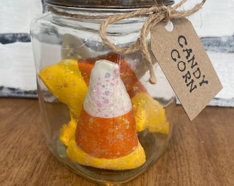 Candy Corn filled Jar / Halloween / Season Decor