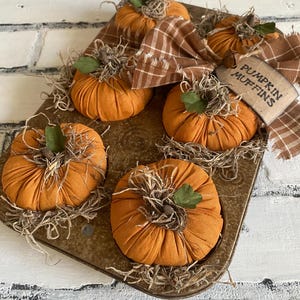 Primitive Pumpkin Muffin Tin Decor: Handmade Fall Ornament / Fake Bake / Primitive Decor / Primitive Fall Decor / Coffee Bar Decor