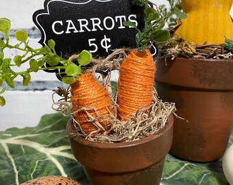Pot of Carrots / Easter Decor / chick / primitive decor